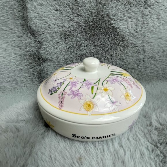 See’s Candies ceramic floral jar 5.5”X5.5”X3.5” - Picture 1 of 9